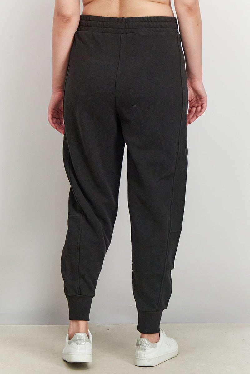 PUMA Women Drawstring Embroidered Logo Sweatpants, Black - Image 4